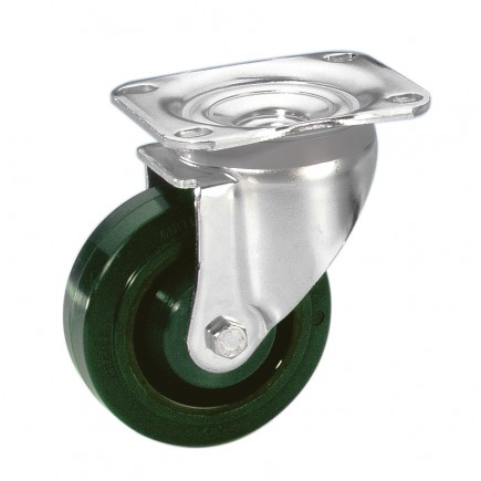 Guitel 37025 - Kółko zwrotne 100 mm z zieloną oponą, wersja ciężka